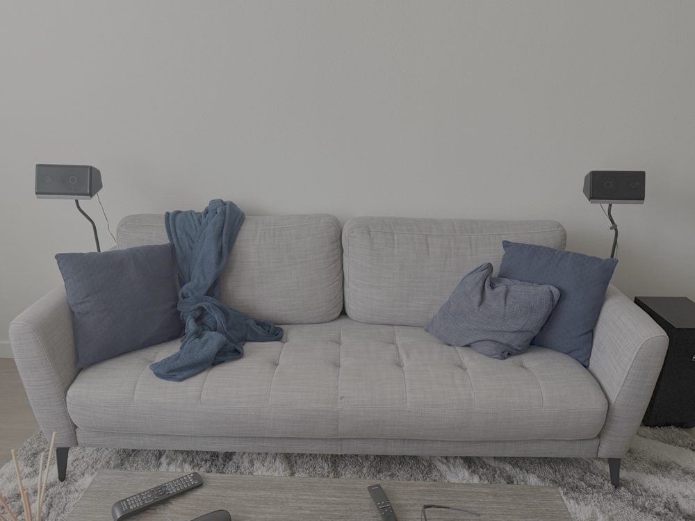 Light Gray Fabric Sofa with 3 Decorative Pillows photo 9