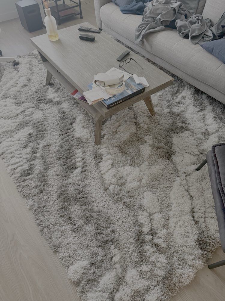 Large Gray/White Shag Area Rug photo 10