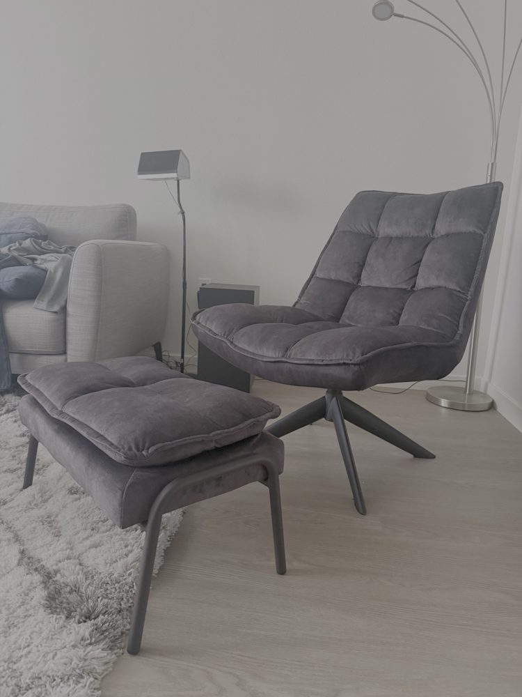 Gray Swivel Lounge Chair with Ottoman photo 17